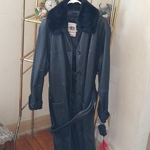 A long leather coat womans